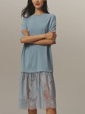 NWT Anthropologie daily practice twofer lace t shirt dress